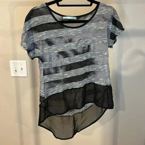 Maurice’s Sheer Black And Grey Top Longer In The Back Size Small see through